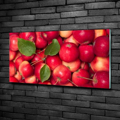 Cuadro decorativo de vidrio para salón horizontal manzanas rojas