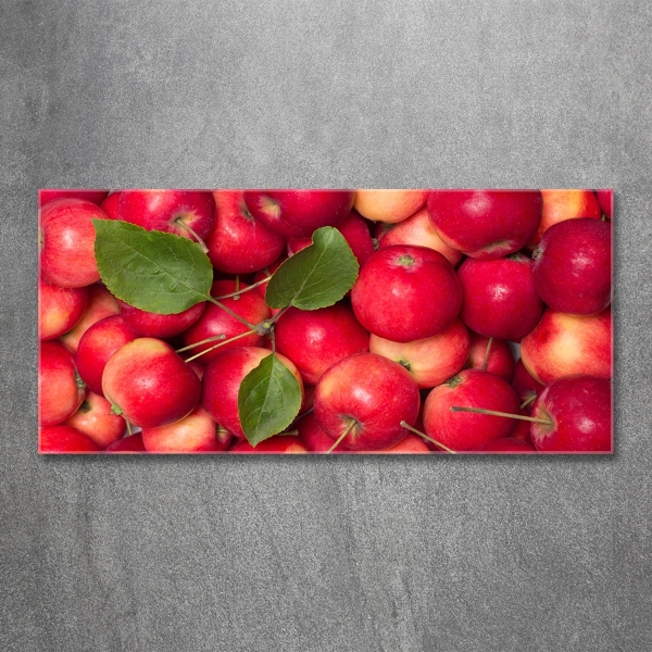 Cuadro decorativo de vidrio para salón horizontal manzanas rojas