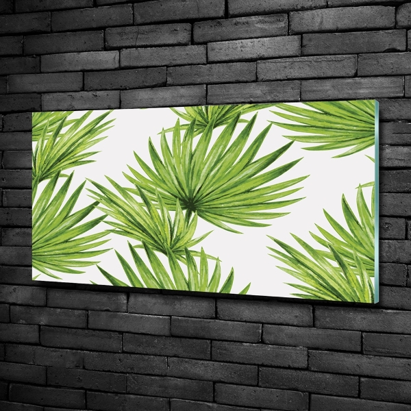 Impresión en cristal con acabado brillante horizontal hojas tropicales