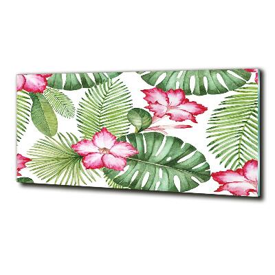 Foto en cristal de alta calidad con impresión uv horizontal flores tropicales