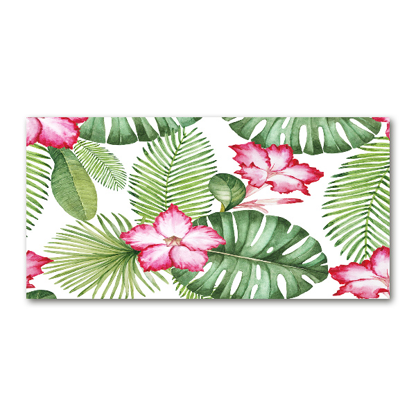 Foto en cristal de alta calidad con impresión uv horizontal flores tropicales