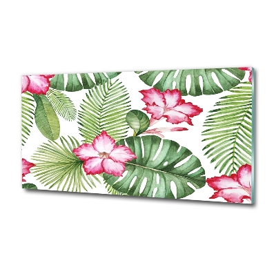 Foto en cristal de alta calidad con impresión uv horizontal flores tropicales