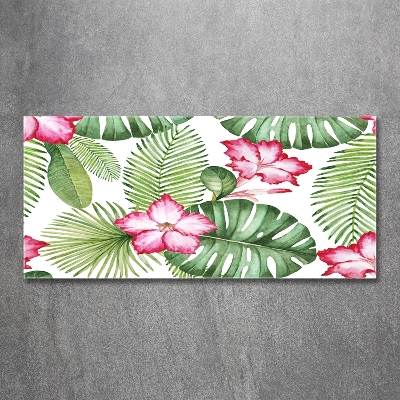 Foto en cristal de alta calidad con impresión uv horizontal flores tropicales