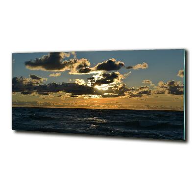 Cuadro decorativo de vidrio para salón horizontal Puesta de sol sobre el mar