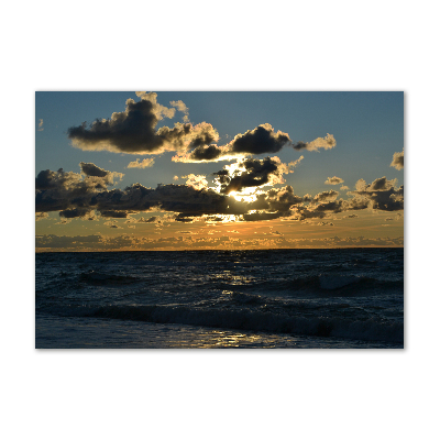 Cuadro decorativo de vidrio para salón horizontal Puesta de sol sobre el mar