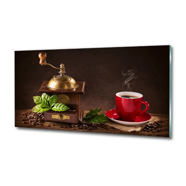 Cuadro de cristal templado moderno horizontal Café y molinillo