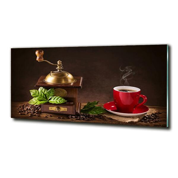 Cuadro de cristal templado moderno horizontal Café y molinillo