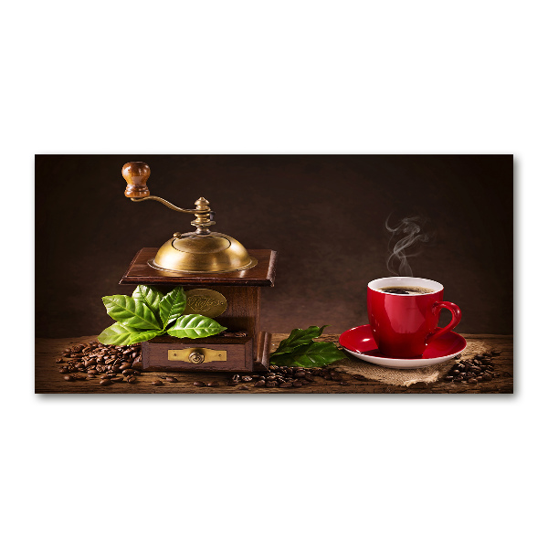 Cuadro de cristal templado moderno horizontal Café y molinillo