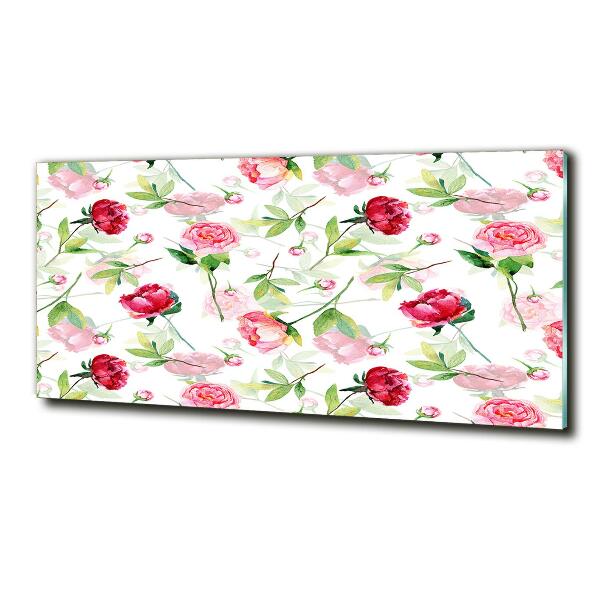 Impresión en cristal con acabado brillante horizontal Peonías rosas