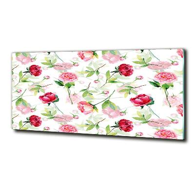 Impresión en cristal con acabado brillante horizontal Peonías rosas