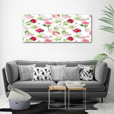 Impresión en cristal con acabado brillante horizontal Peonías rosas