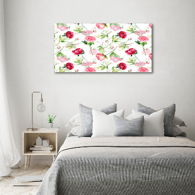 Impresión en cristal con acabado brillante horizontal Peonías rosas