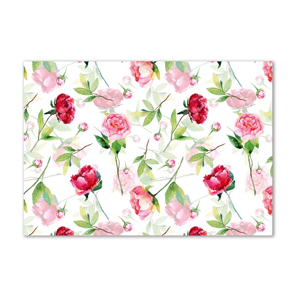 Impresión en cristal con acabado brillante horizontal Peonías rosas