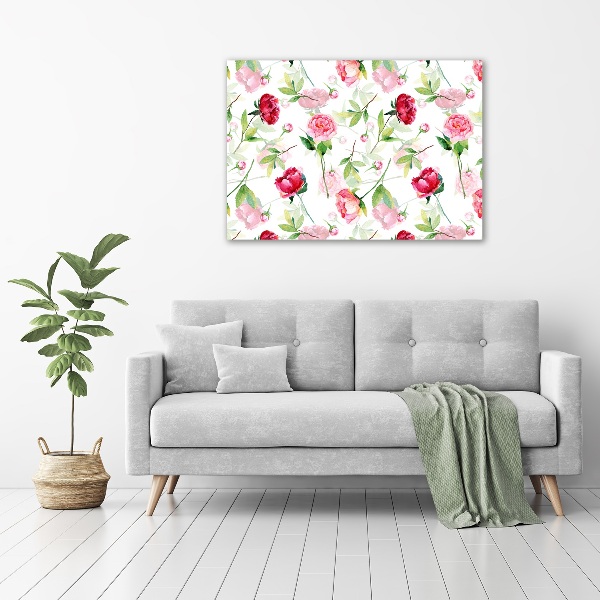 Impresión en cristal con acabado brillante horizontal Peonías rosas