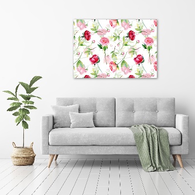 Impresión en cristal con acabado brillante horizontal Peonías rosas