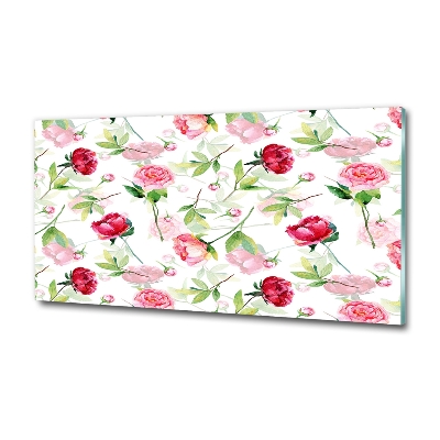 Impresión en cristal con acabado brillante horizontal Peonías rosas