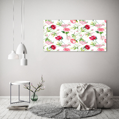 Impresión en cristal con acabado brillante horizontal Peonías rosas