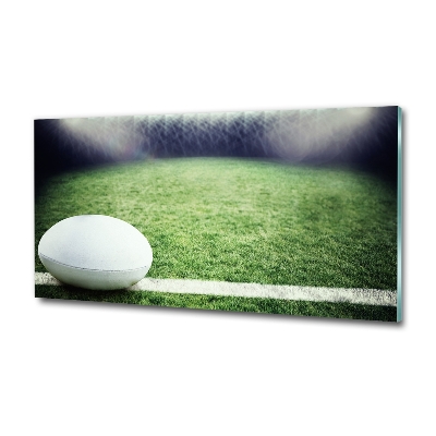 Cuadro decorativo de vidrio para salón horizontal pelota de rugby