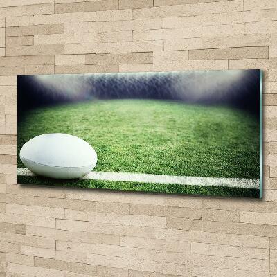 Cuadro decorativo de vidrio para salón horizontal pelota de rugby