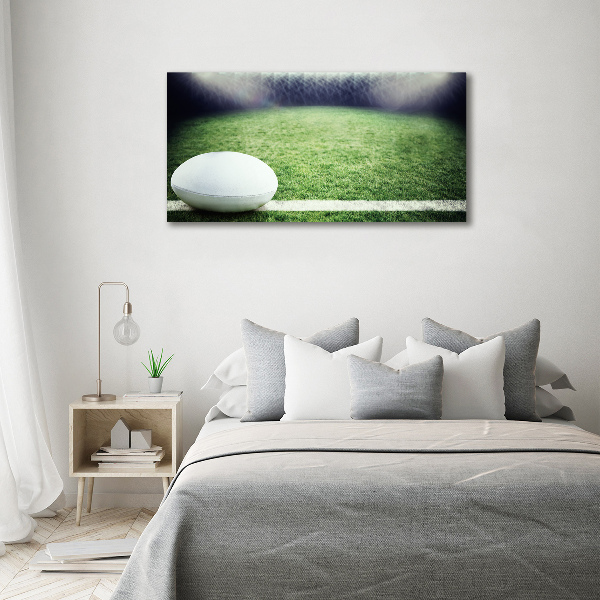 Cuadro decorativo de vidrio para salón horizontal pelota de rugby