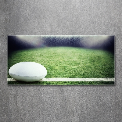 Cuadro decorativo de vidrio para salón horizontal pelota de rugby