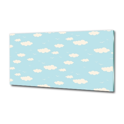 Cuadro decorativo de vidrio para salón horizontal Nubes