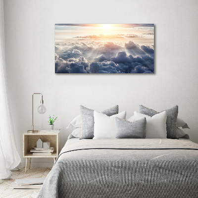 Cuadro decorativo de vidrio para salón horizontal Nubes a vista de pájaro