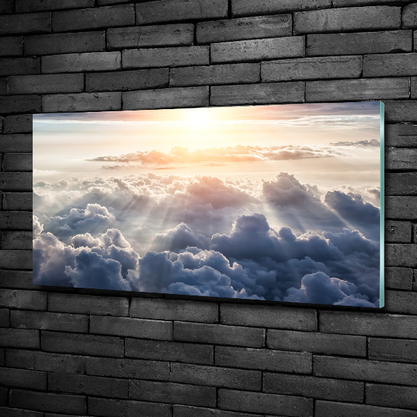 Cuadro decorativo de vidrio para salón horizontal Nubes a vista de pájaro