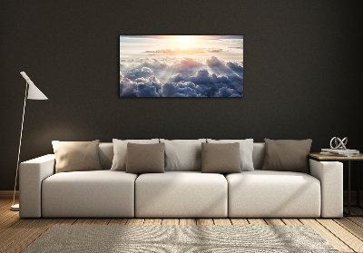 Cuadro decorativo de vidrio para salón horizontal Nubes a vista de pájaro