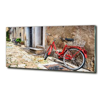 Cuadro decorativo de vidrio para salón horizontal Bicicleta roja