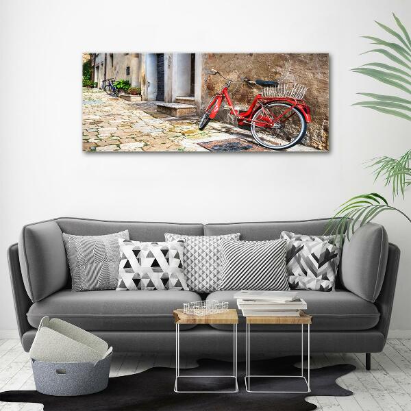 Cuadro decorativo de vidrio para salón horizontal Bicicleta roja