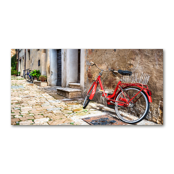 Cuadro decorativo de vidrio para salón horizontal Bicicleta roja