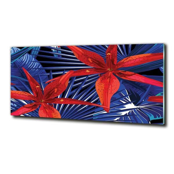 Impresión en cristal con acabado brillante horizontal flores tropicales