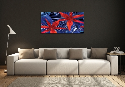 Impresión en cristal con acabado brillante horizontal flores tropicales