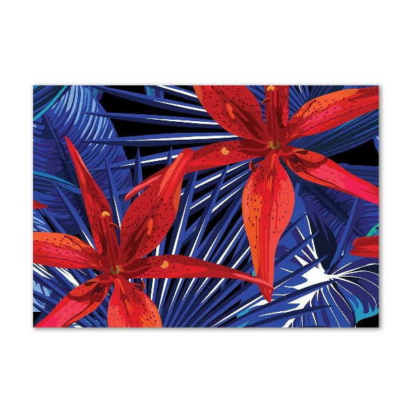Impresión en cristal con acabado brillante horizontal flores tropicales