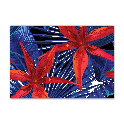 Impresión en cristal con acabado brillante horizontal flores tropicales
