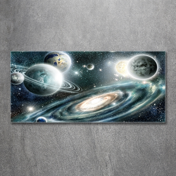 Cuadro de cristal templado moderno horizontal Sistema solar