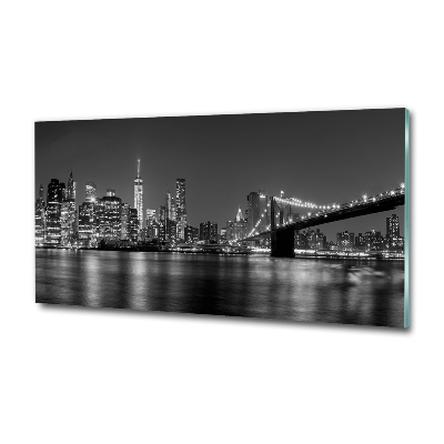 Cuadro de cristal templado moderno horizontal Manhattan de noche