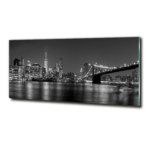 Cuadro de cristal templado moderno horizontal Manhattan de noche