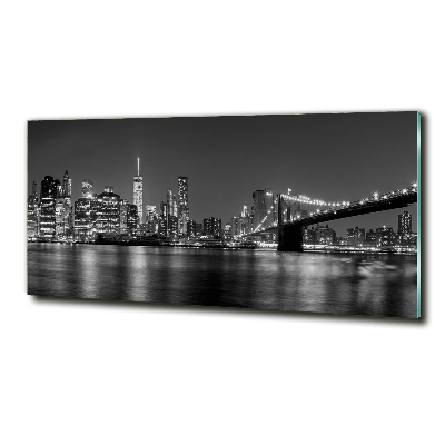 Cuadro de cristal templado moderno horizontal Manhattan de noche