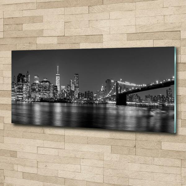 Cuadro de cristal templado moderno horizontal Manhattan de noche