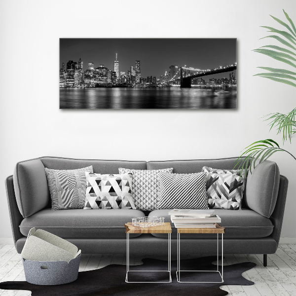 Cuadro de cristal templado moderno horizontal Manhattan de noche