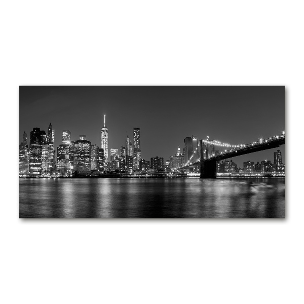 Cuadro de cristal templado moderno horizontal Manhattan de noche