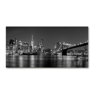 Cuadro de cristal templado moderno horizontal Manhattan de noche