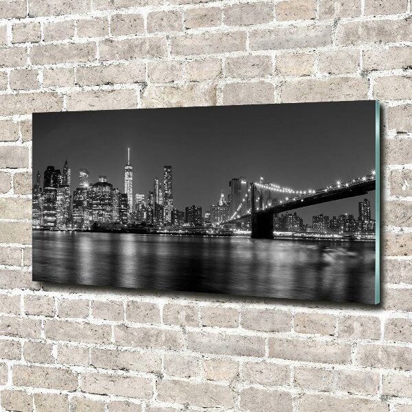 Cuadro de cristal templado moderno horizontal Manhattan de noche