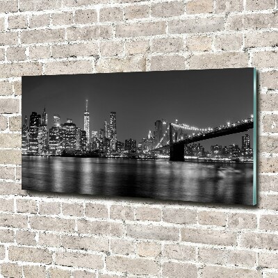 Cuadro de cristal templado moderno horizontal Manhattan de noche