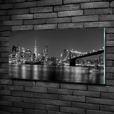 Cuadro de cristal templado moderno horizontal Manhattan de noche