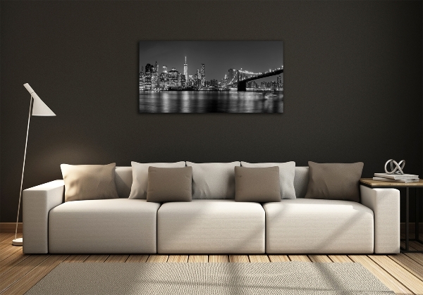 Cuadro de cristal templado moderno horizontal Manhattan de noche
