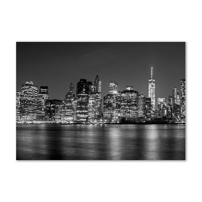 Cuadro de cristal templado moderno horizontal Manhattan de noche
