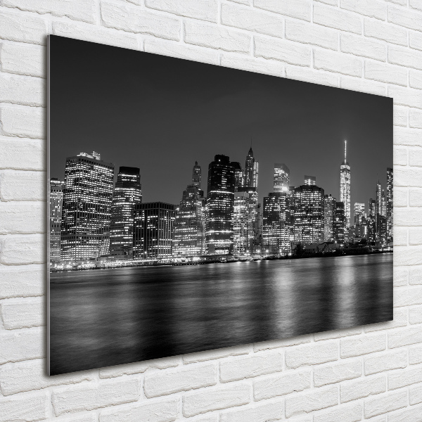 Cuadro de cristal templado moderno horizontal Manhattan de noche